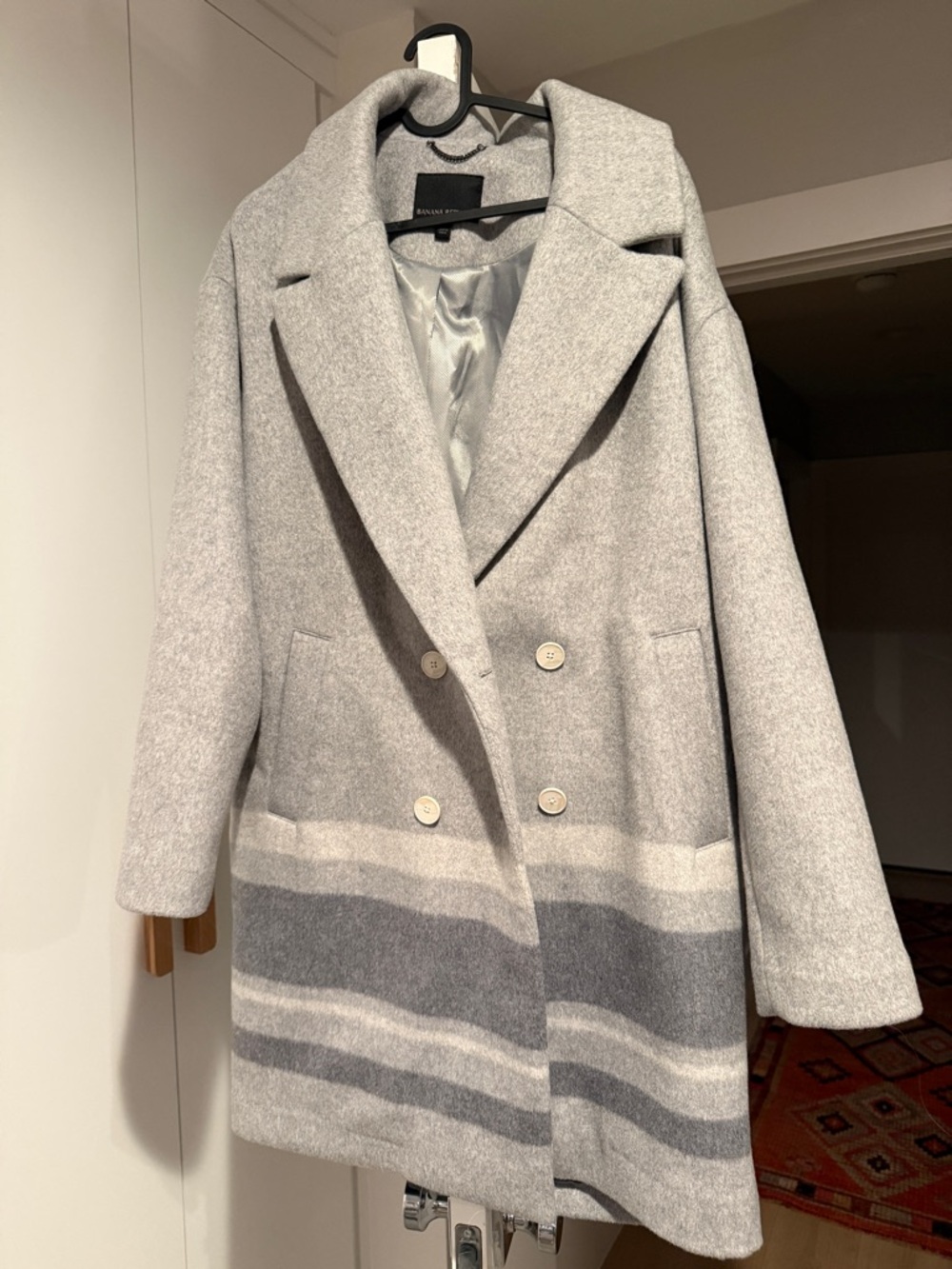 Banana Republic Wool-Blend Double-Breasted Gray Coat